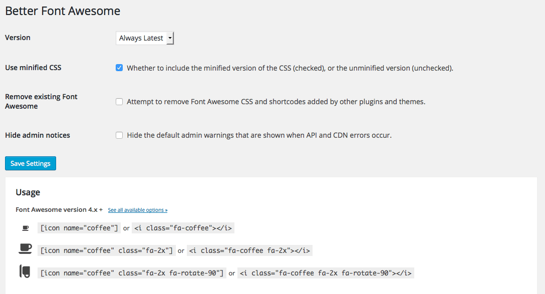 fuente de iconos - Configuración de Better Font Awesome